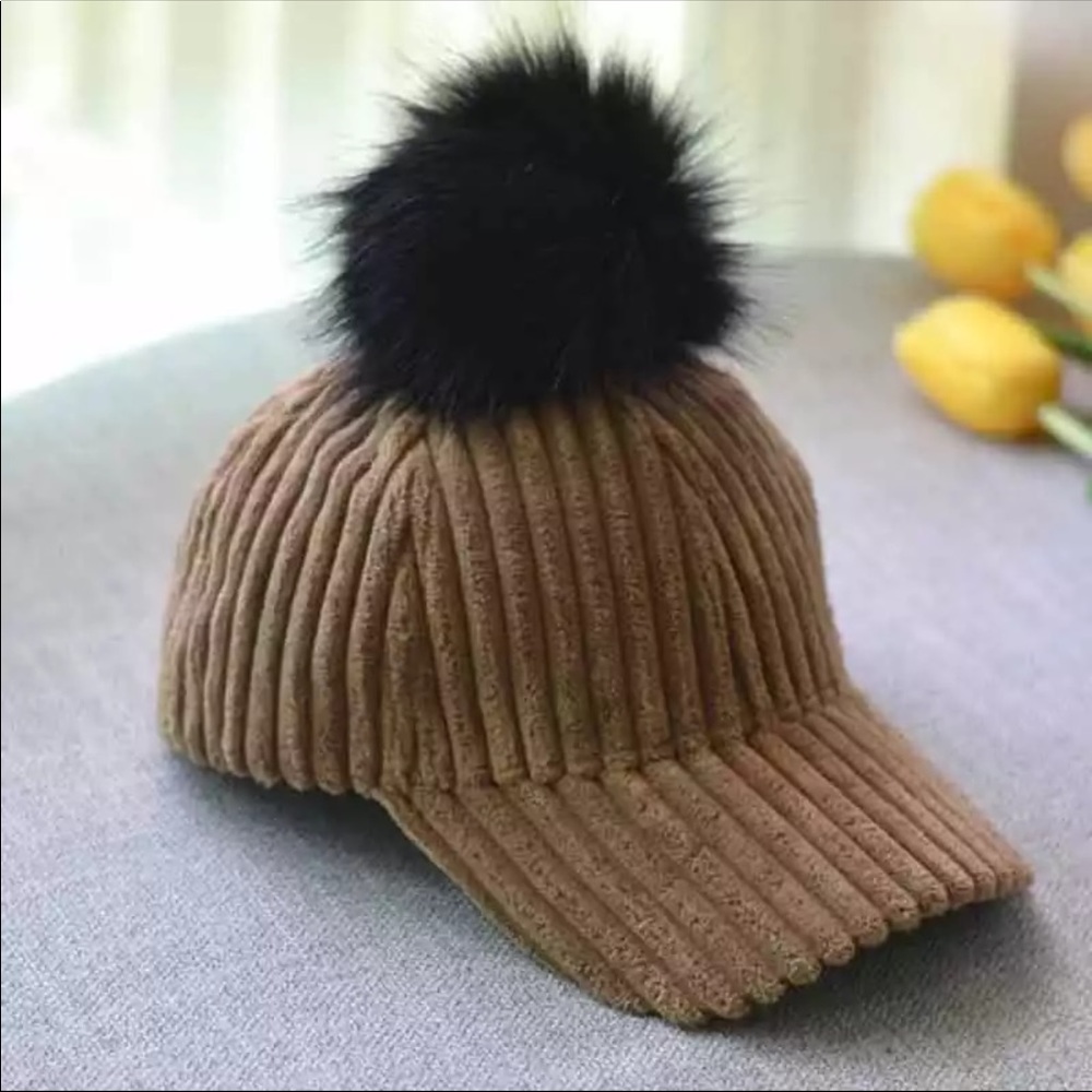 Velvet Cap with Pom Pom - Picture 3 of 8